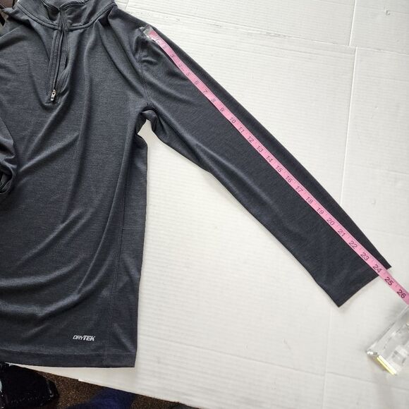 Tek Gear DryTek Men Top Running Shirt 1/4 Zip Pullover Charcoal Mock neck Size S - Picture 8 of 14